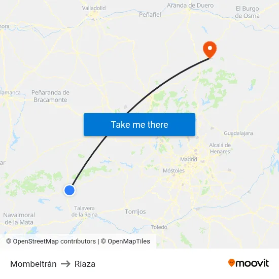 Mombeltrán to Riaza map