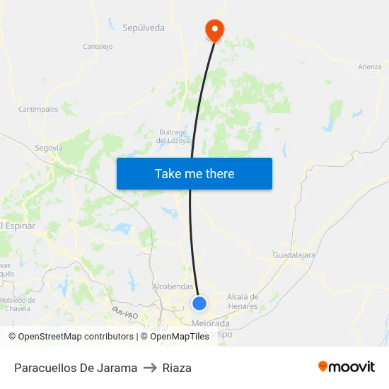 Paracuellos De Jarama to Riaza map