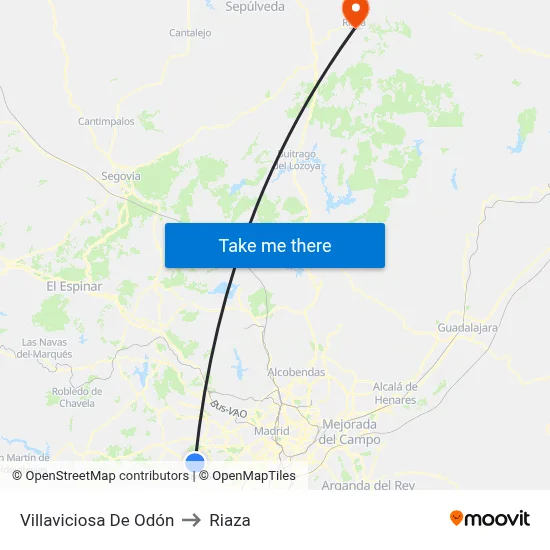 Villaviciosa De Odón to Riaza map