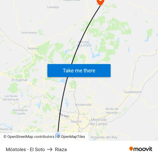 Móstoles - El Soto to Riaza map
