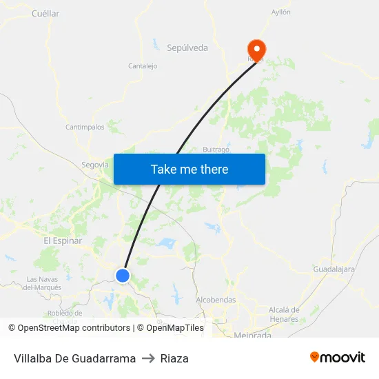 Villalba De Guadarrama to Riaza map