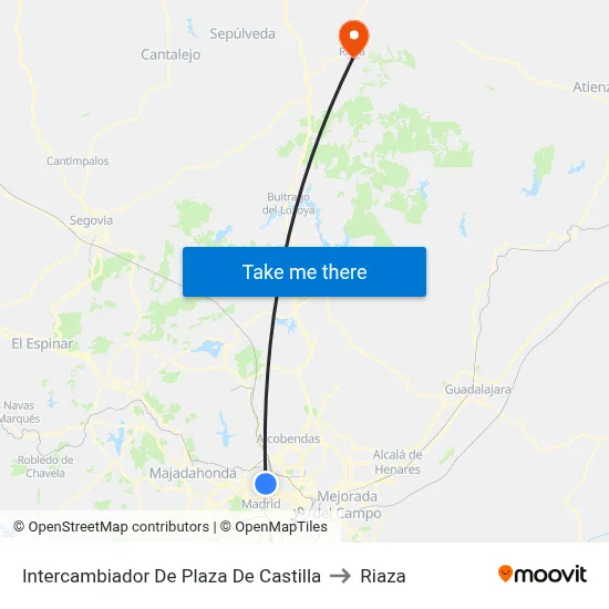 Intercambiador De Plaza De Castilla to Riaza map