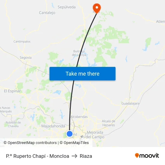 P.º Ruperto Chapí - Moncloa to Riaza map