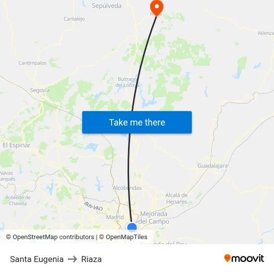 Santa Eugenia to Riaza map