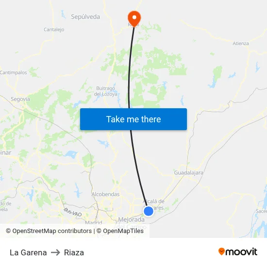 La Garena to Riaza map