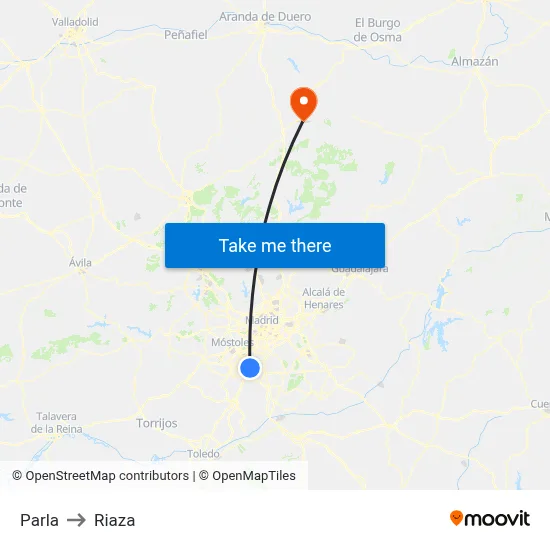 Parla to Riaza map
