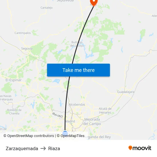 Zarzaquemada to Riaza map