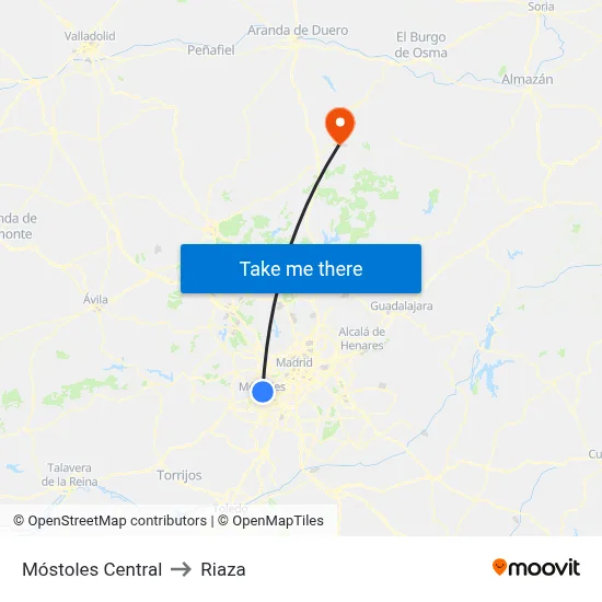 Móstoles Central to Riaza map