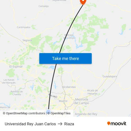 Universidad Rey Juan Carlos to Riaza map