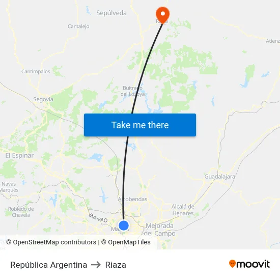República Argentina to Riaza map