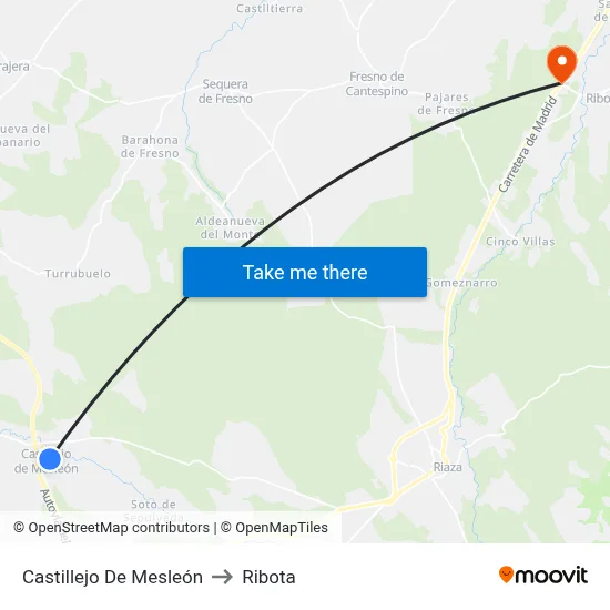 Castillejo De Mesleón to Ribota map