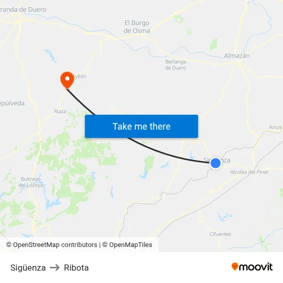 Sigüenza to Ribota map
