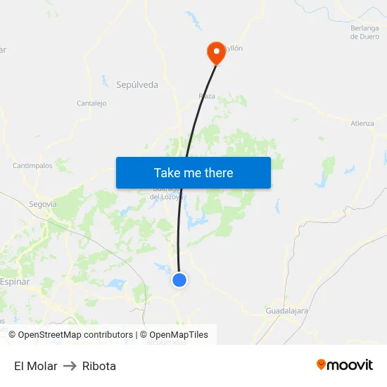 El Molar to Ribota map