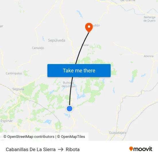 Cabanillas De La Sierra to Ribota map