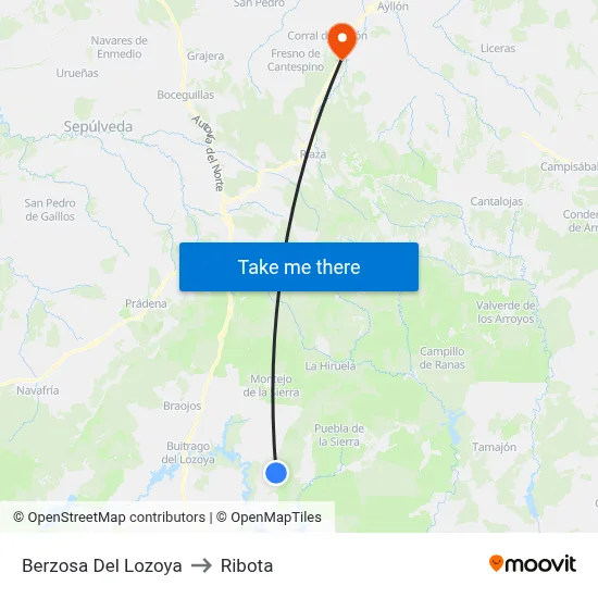 Berzosa Del Lozoya to Ribota map