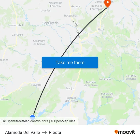 Alameda Del Valle to Ribota map