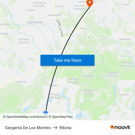 Garganta De Los Montes to Ribota map