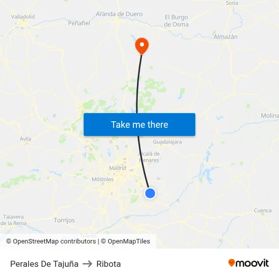 Perales De Tajuña to Ribota map
