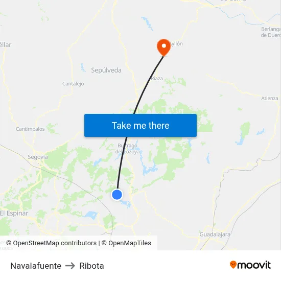 Navalafuente to Ribota map