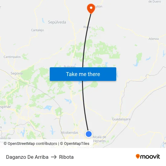 Daganzo De Arriba to Ribota map