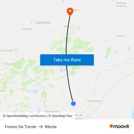 Fresno De Torote to Ribota map