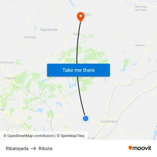 Ribatejada to Ribota map