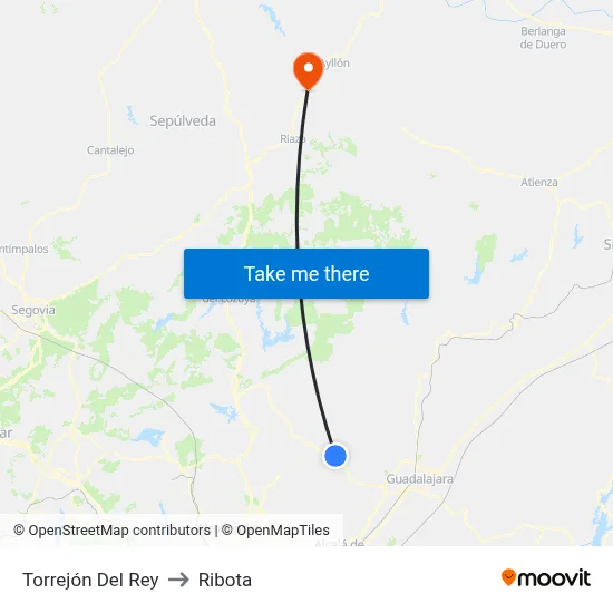 Torrejón Del Rey to Ribota map