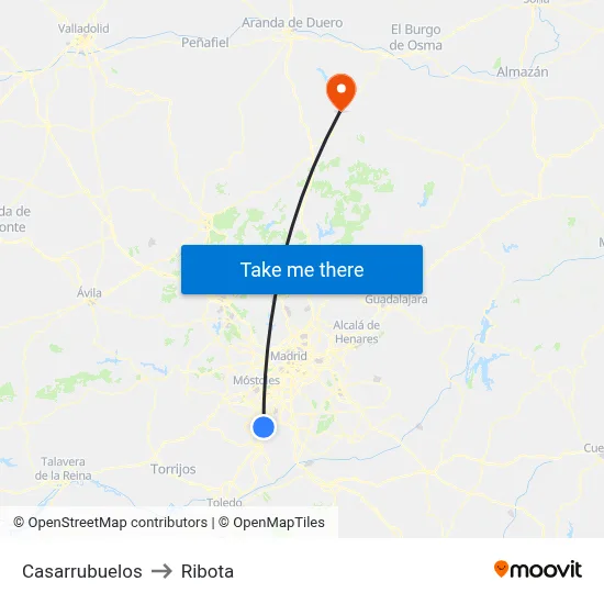 Casarrubuelos to Ribota map