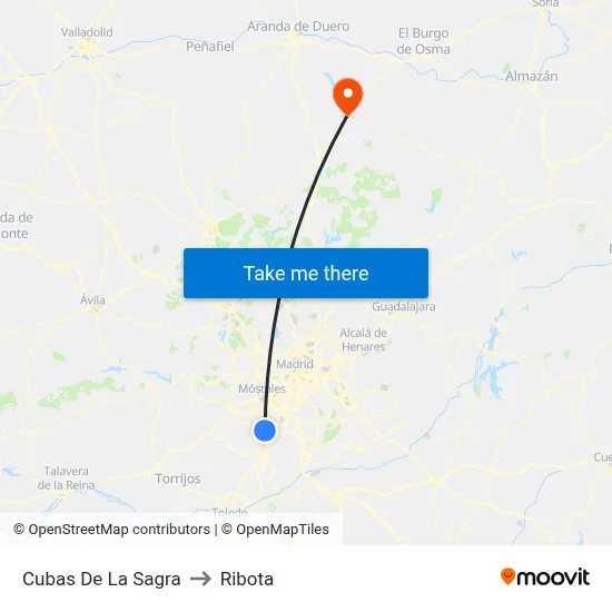 Cubas De La Sagra to Ribota map