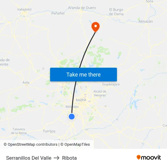 Serranillos Del Valle to Ribota map