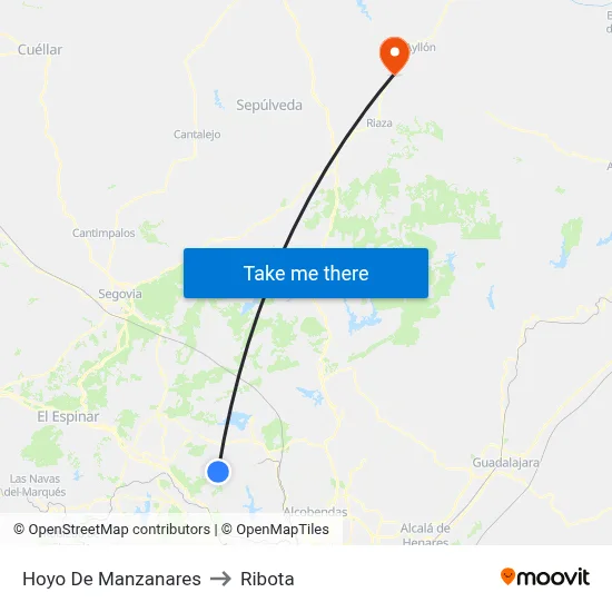 Hoyo De Manzanares to Ribota map
