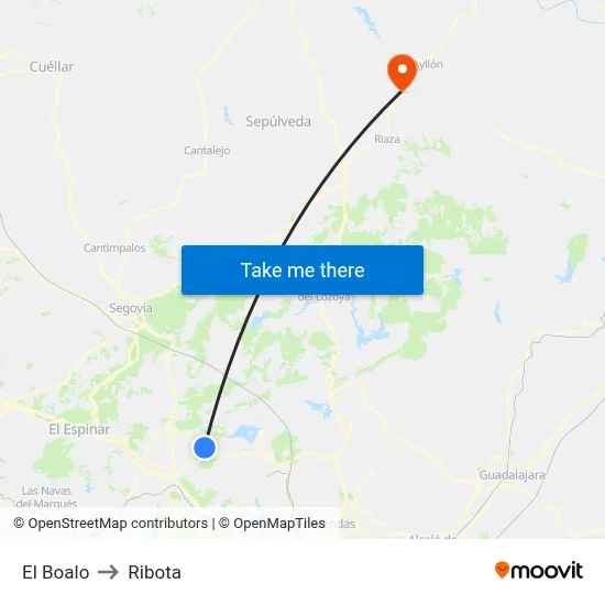 El Boalo to Ribota map