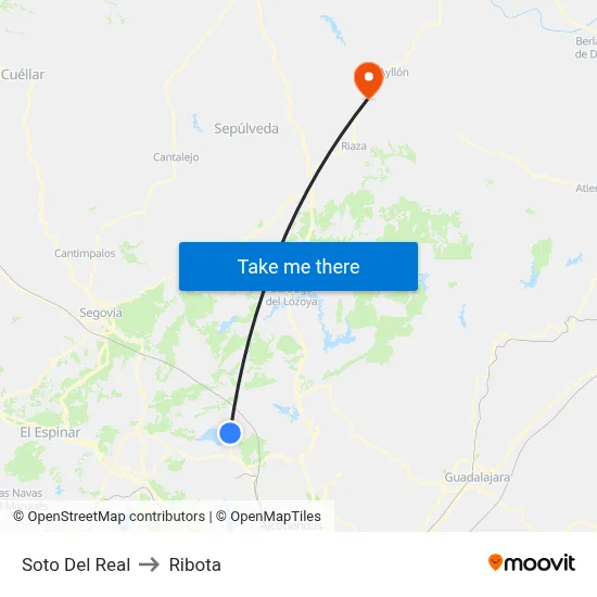 Soto Del Real to Ribota map
