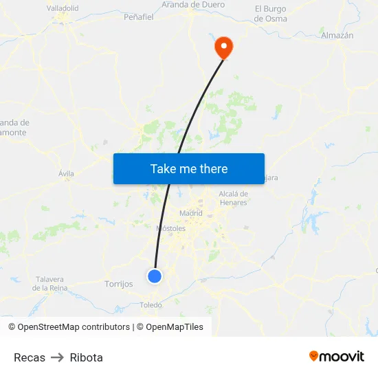 Recas to Ribota map