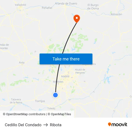 Cedillo Del Condado to Ribota map