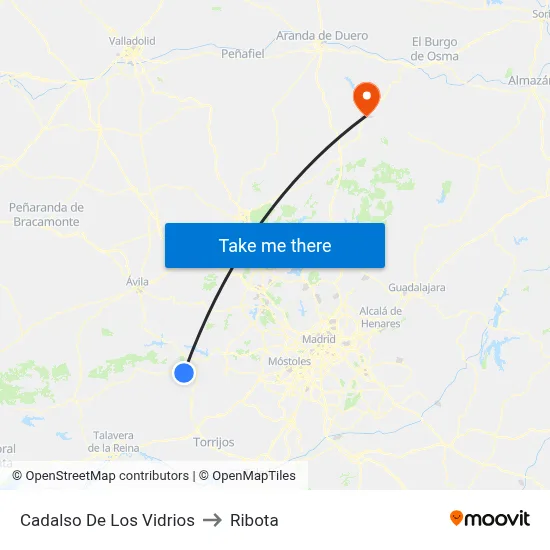 Cadalso De Los Vidrios to Ribota map