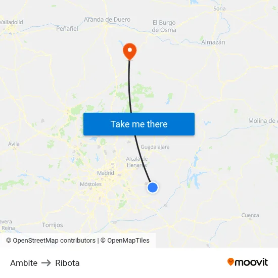 Ambite to Ribota map