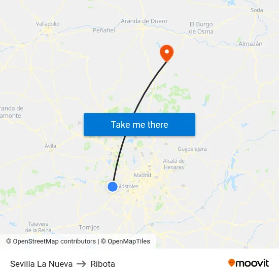 Sevilla La Nueva to Ribota map