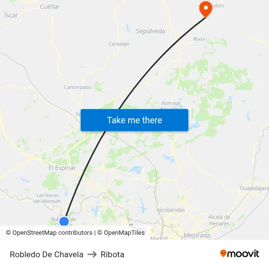 Robledo De Chavela to Ribota map