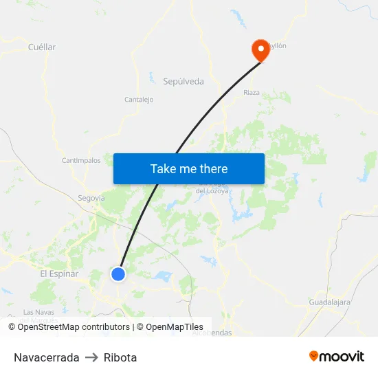 Navacerrada to Ribota map