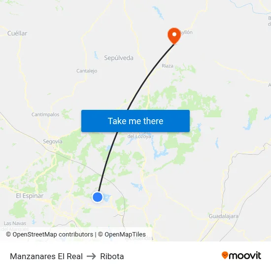 Manzanares El Real to Ribota map