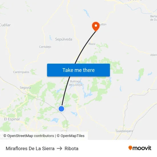 Miraflores De La Sierra to Ribota map
