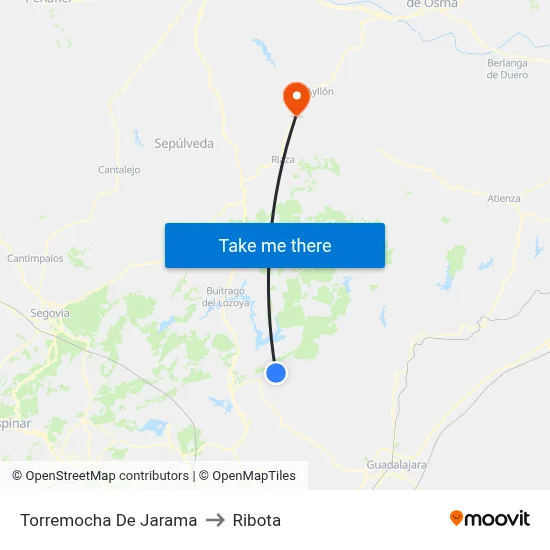 Torremocha De Jarama to Ribota map