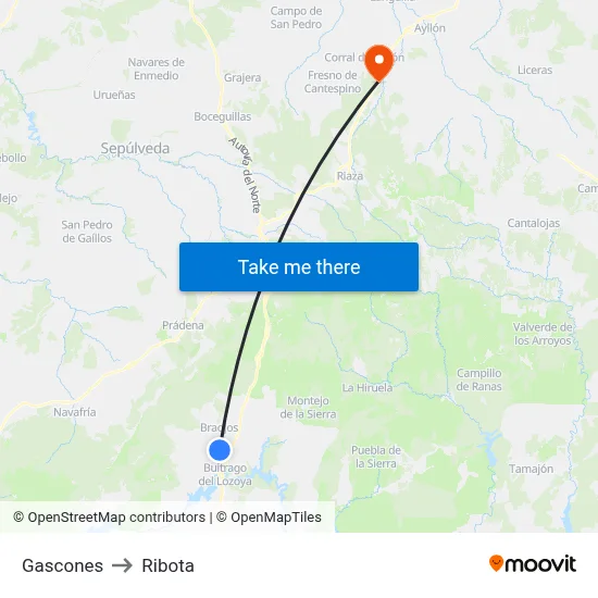 Gascones to Ribota map