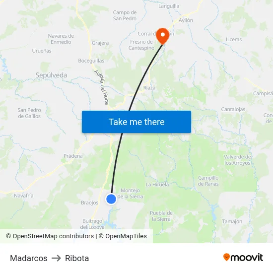 Madarcos to Ribota map