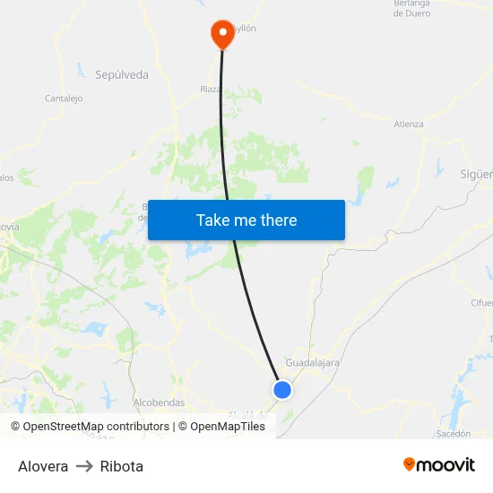 Alovera to Ribota map