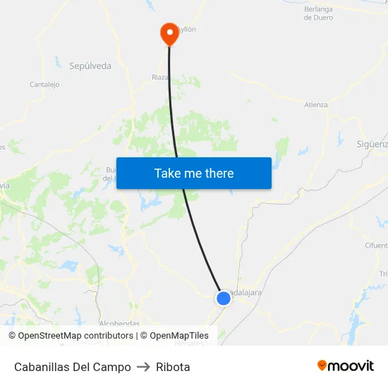 Cabanillas Del Campo to Ribota map