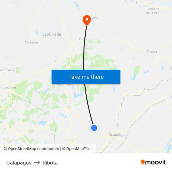 Galápagos to Ribota map