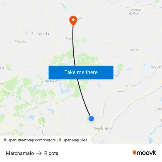 Marchamalo to Ribota map