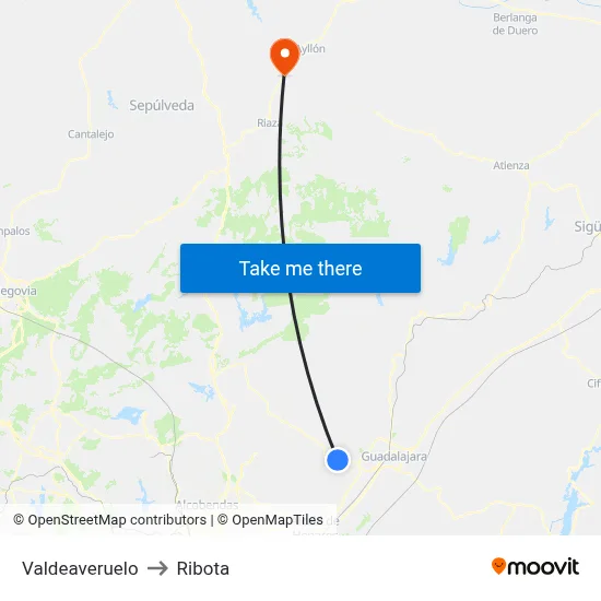 Valdeaveruelo to Ribota map